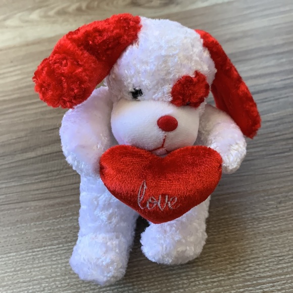 Red Bullseye Spot dog Valentine plush Love Red Heart Commonwealth toy novelty - Picture 5 of 6